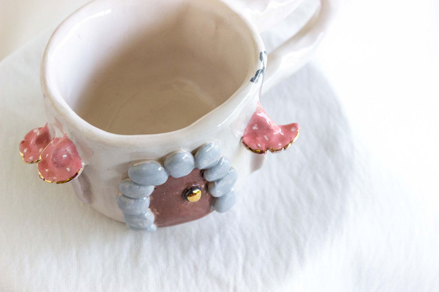 Cottage House Mug, 24k Gold Lustre 🍄✨
