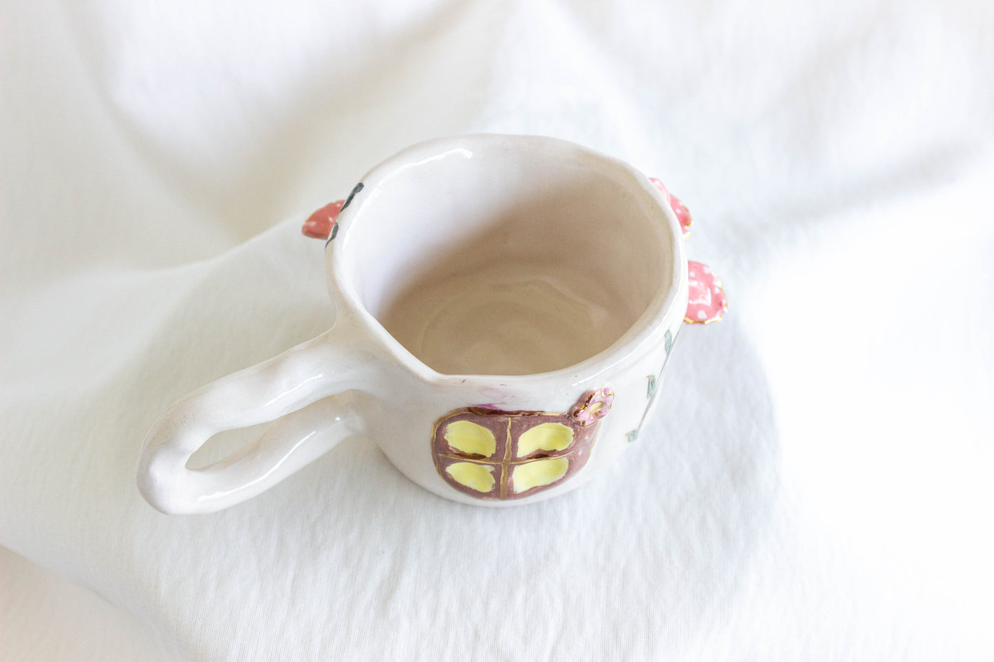 Cottage House Mug, 24k Gold Lustre 🍄✨