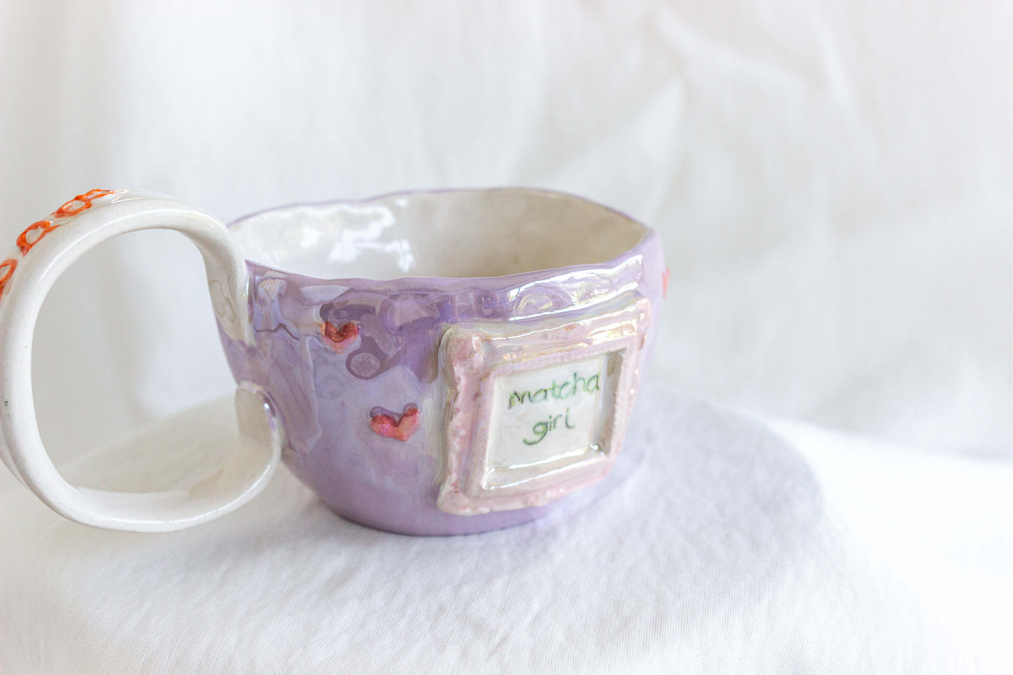 Matcha Girl Mug, Mother of Pearl Lustre 🌿🍒