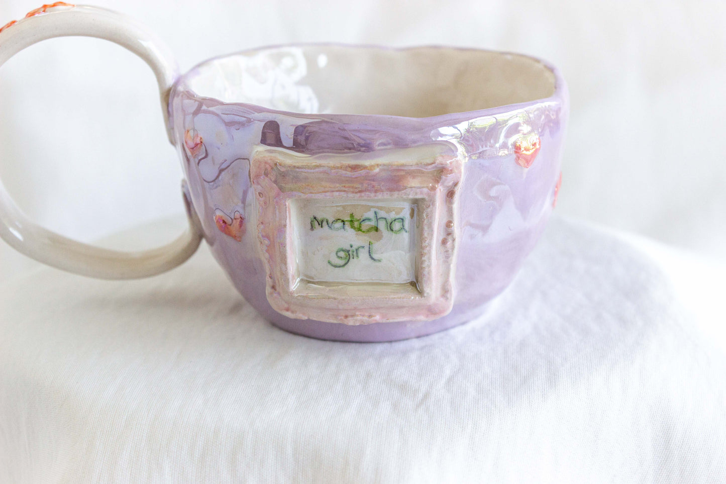 Matcha Girl Mug, Mother of Pearl Lustre 🌿🍒