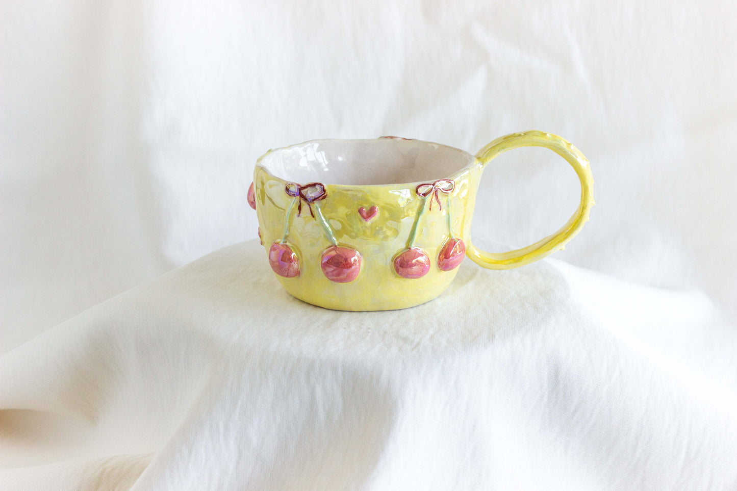 Cherry Cherry Mug, Mother of Pearl Lustre 🫐🍒