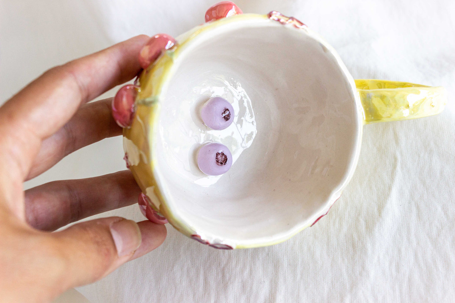 Cherry Cherry Mug, Mother of Pearl Lustre 🫐🍒