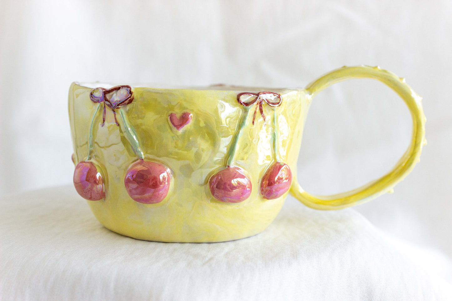 Cherry Cherry Mug, Mother of Pearl Lustre 🫐🍒