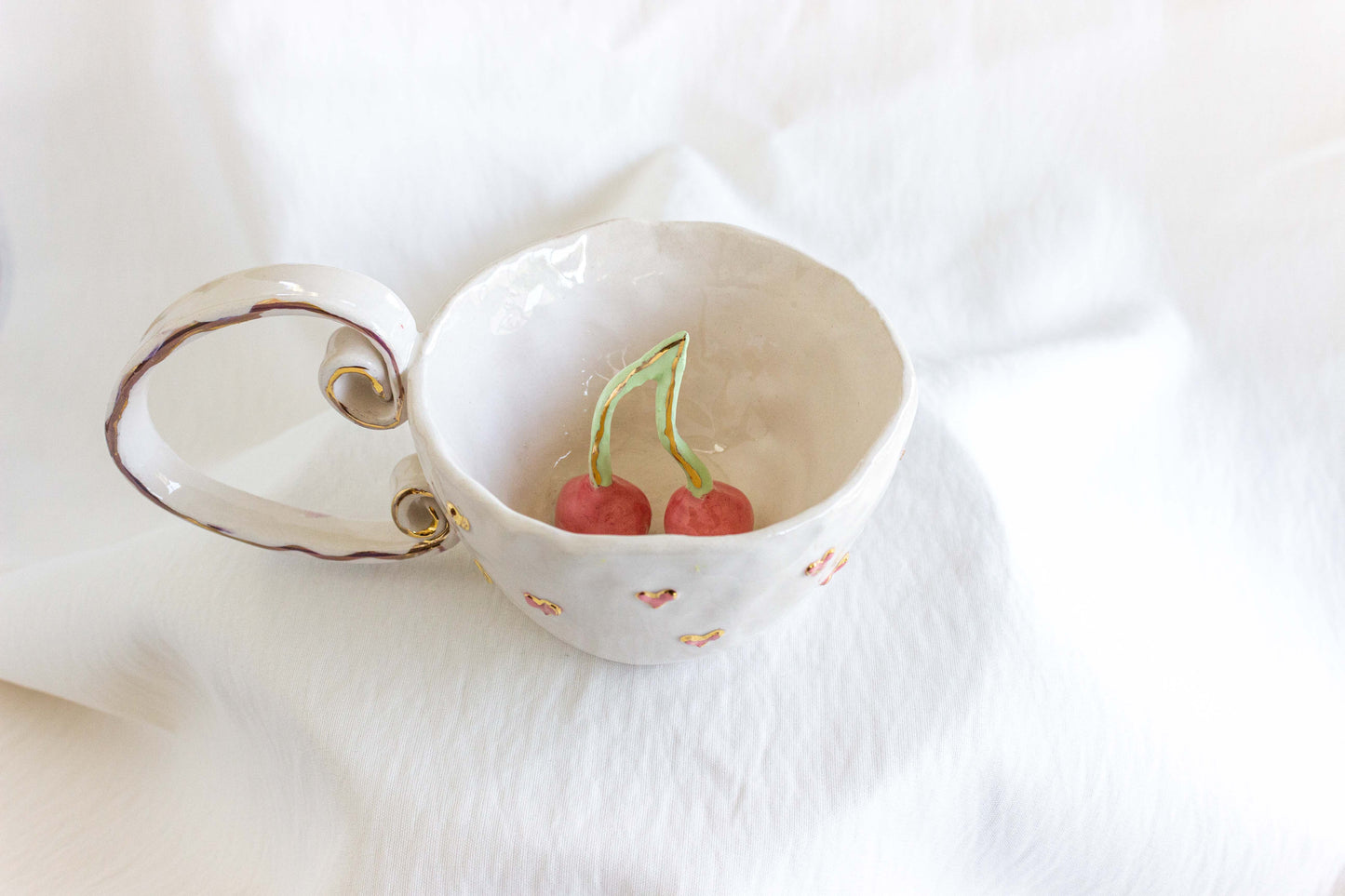 Cherry Up Mug, 24k Gold Lustre 🍒🌸
