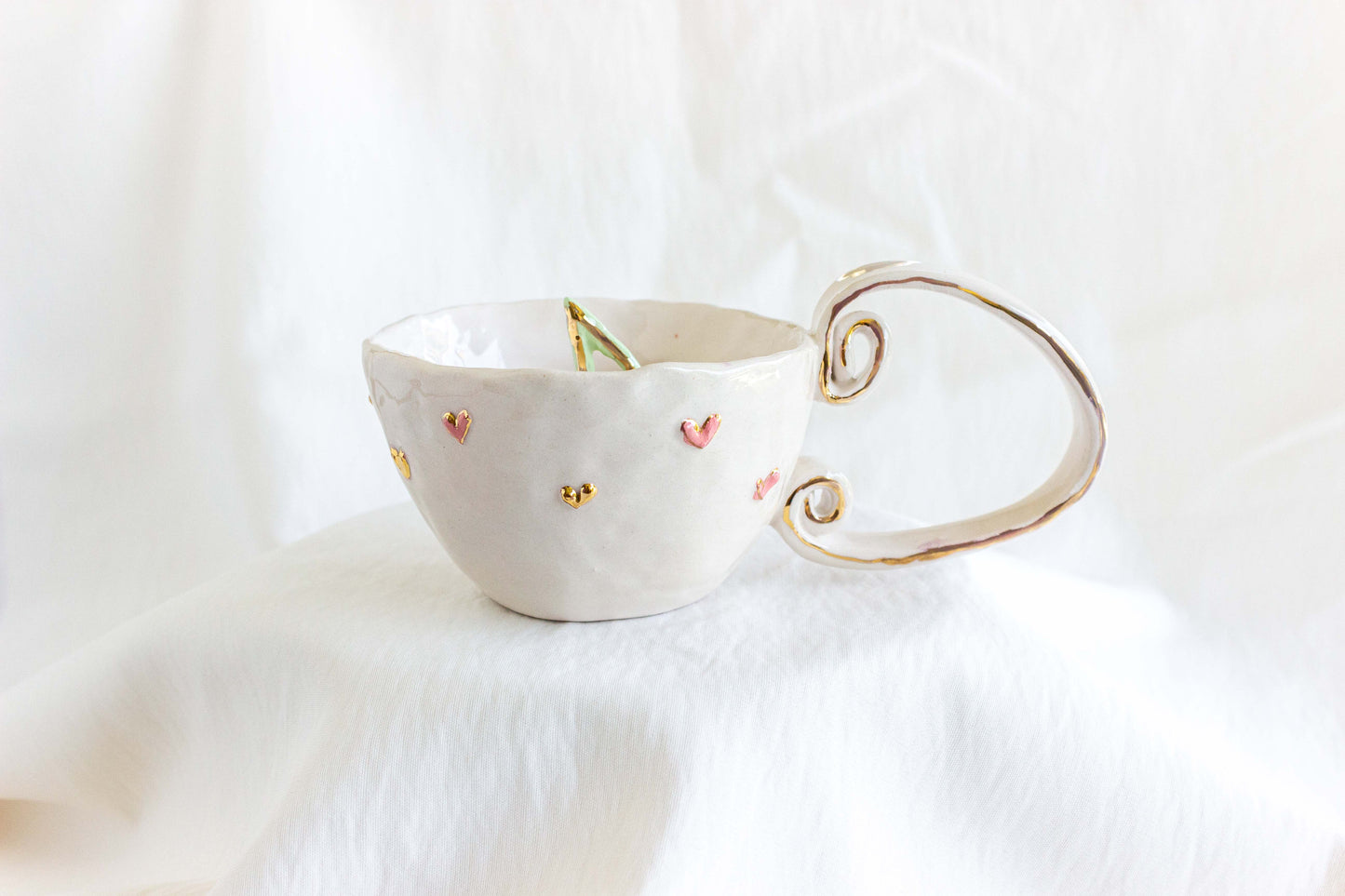 Cherry Up Mug, 24k Gold Lustre 🍒🌸