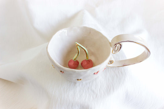 Cherry Up Mug, 24k Gold Lustre 🍒🌸