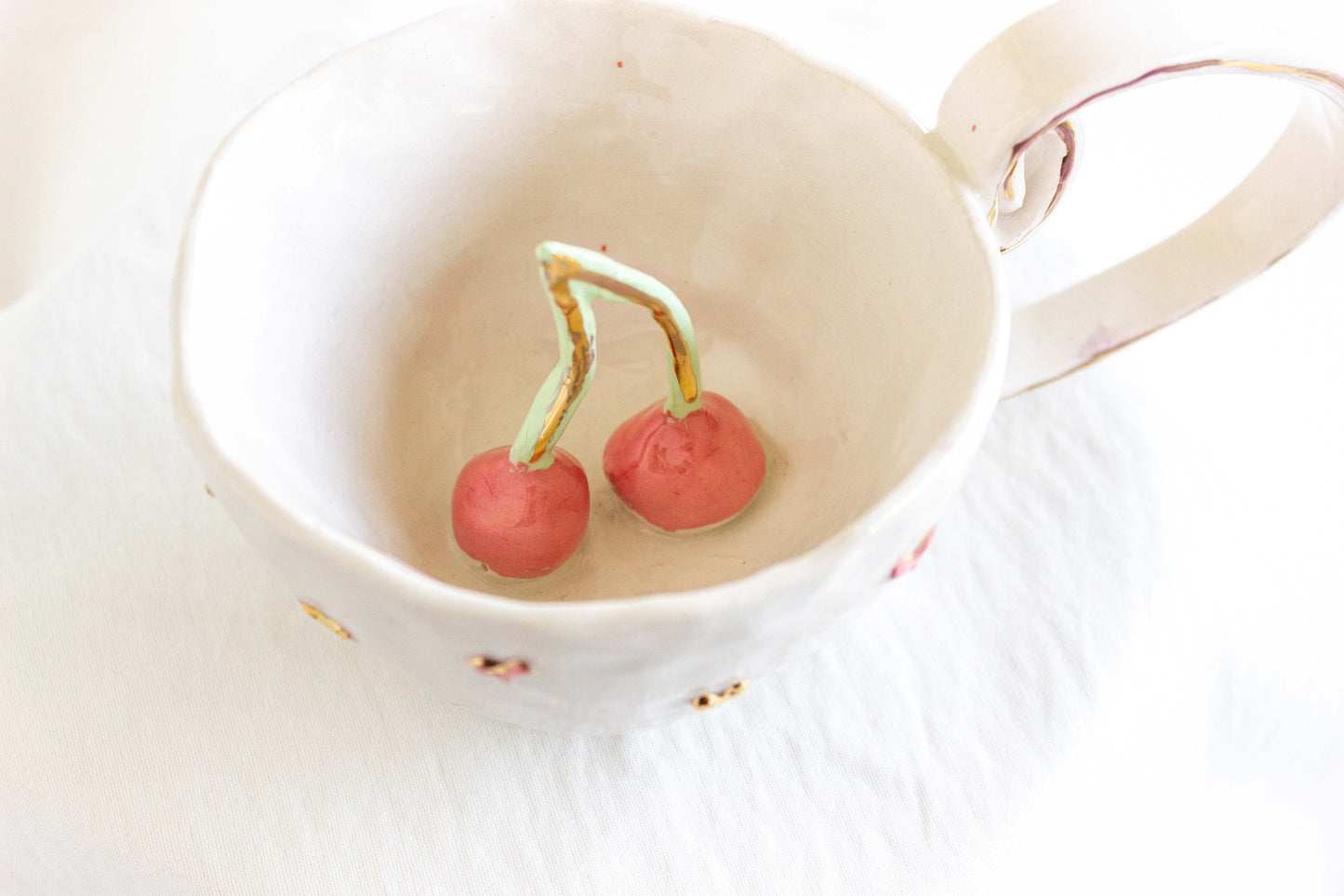 Cherry Up Mug, 24k Gold Lustre 🍒🌸