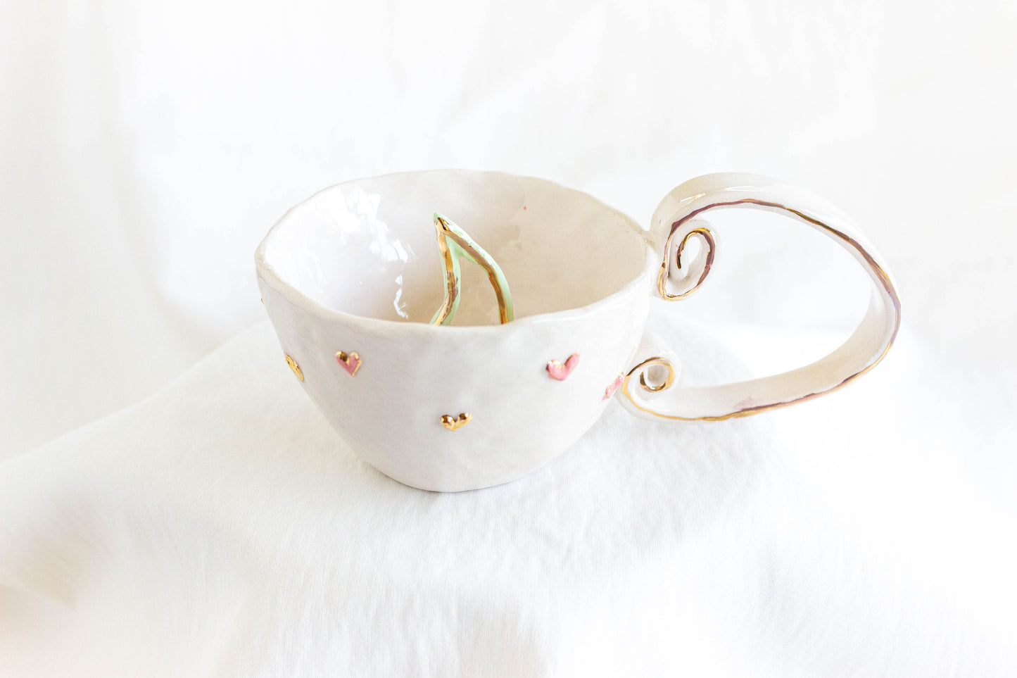Cherry Up Mug, 24k Gold Lustre 🍒🌸