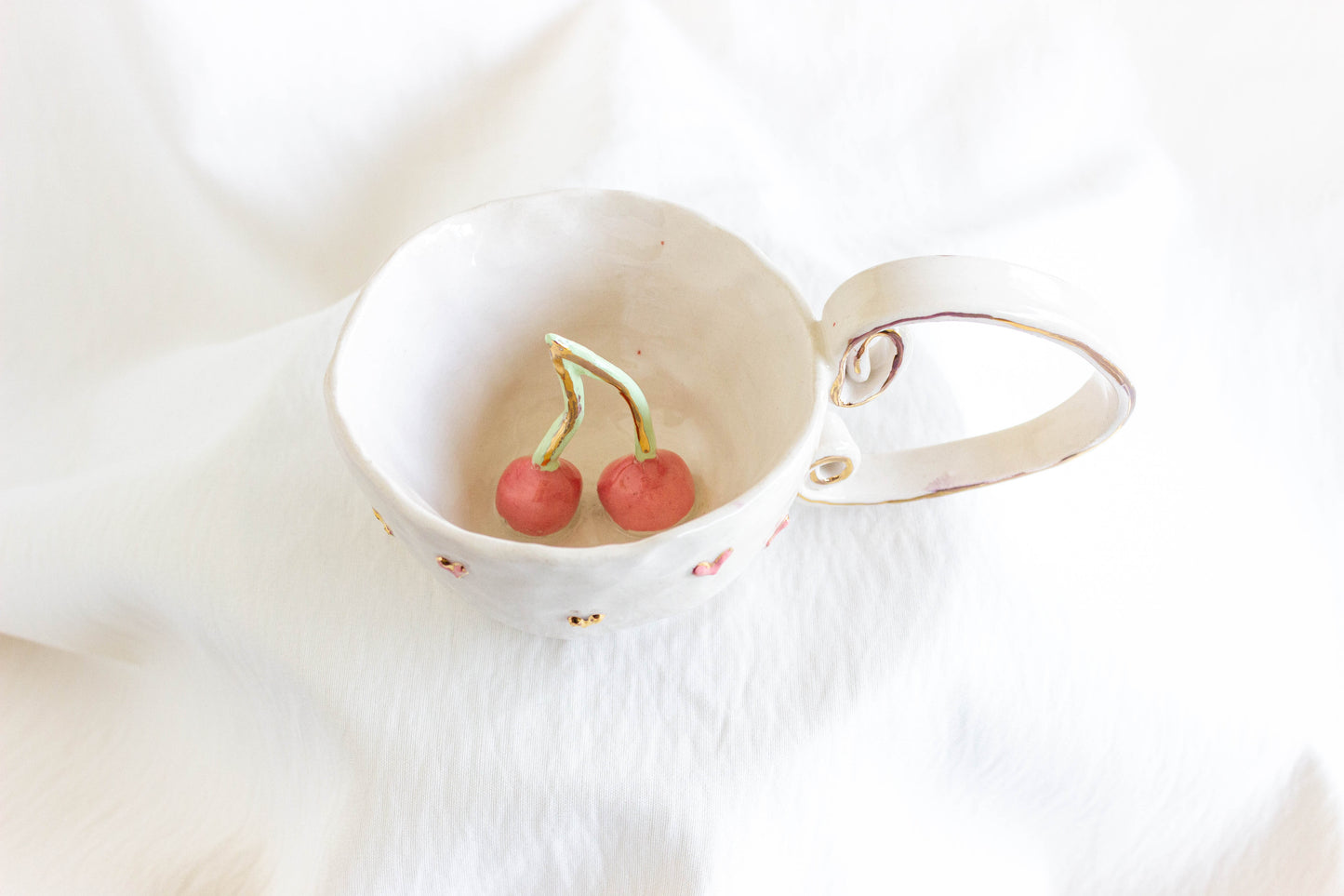 Cherry Up Mug, 24k Gold Lustre 🍒🌸